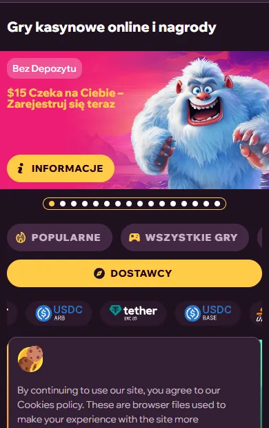 GDF Casino otwarte w przeglądarce smartfona – baner bonusu i lobby gier